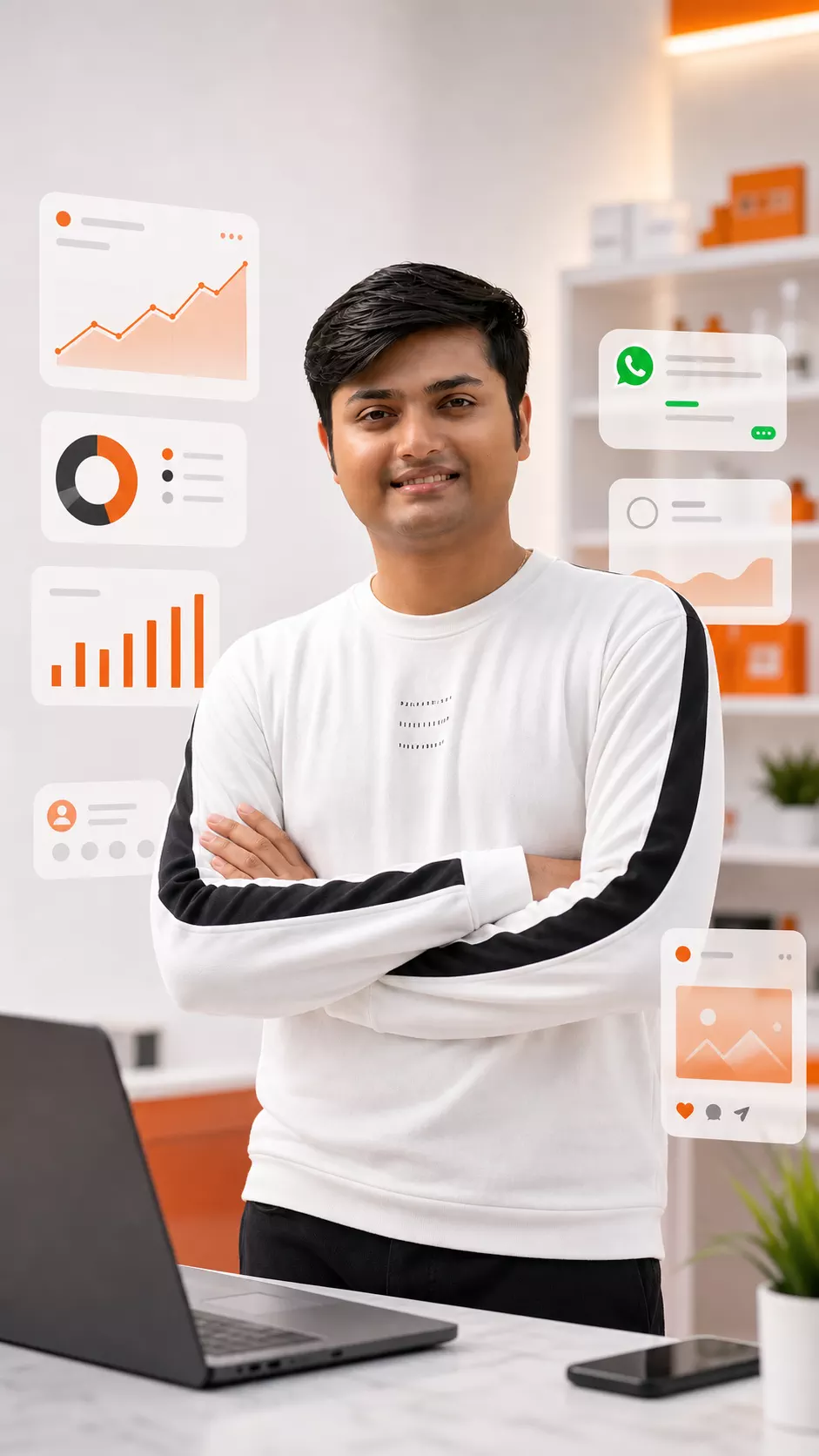 Sahil Sangani introducing 3 Secrets to Grow your Offline Business to Online using AI